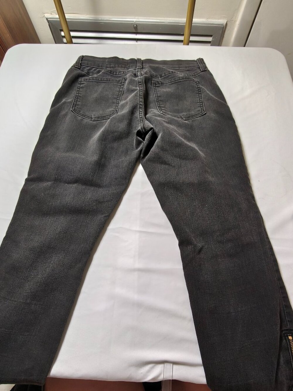Pistola Washed Black Ankle Zip Raw Hem Skinny Straight Jeans 27 Moto Crop - Picture 3 of 4